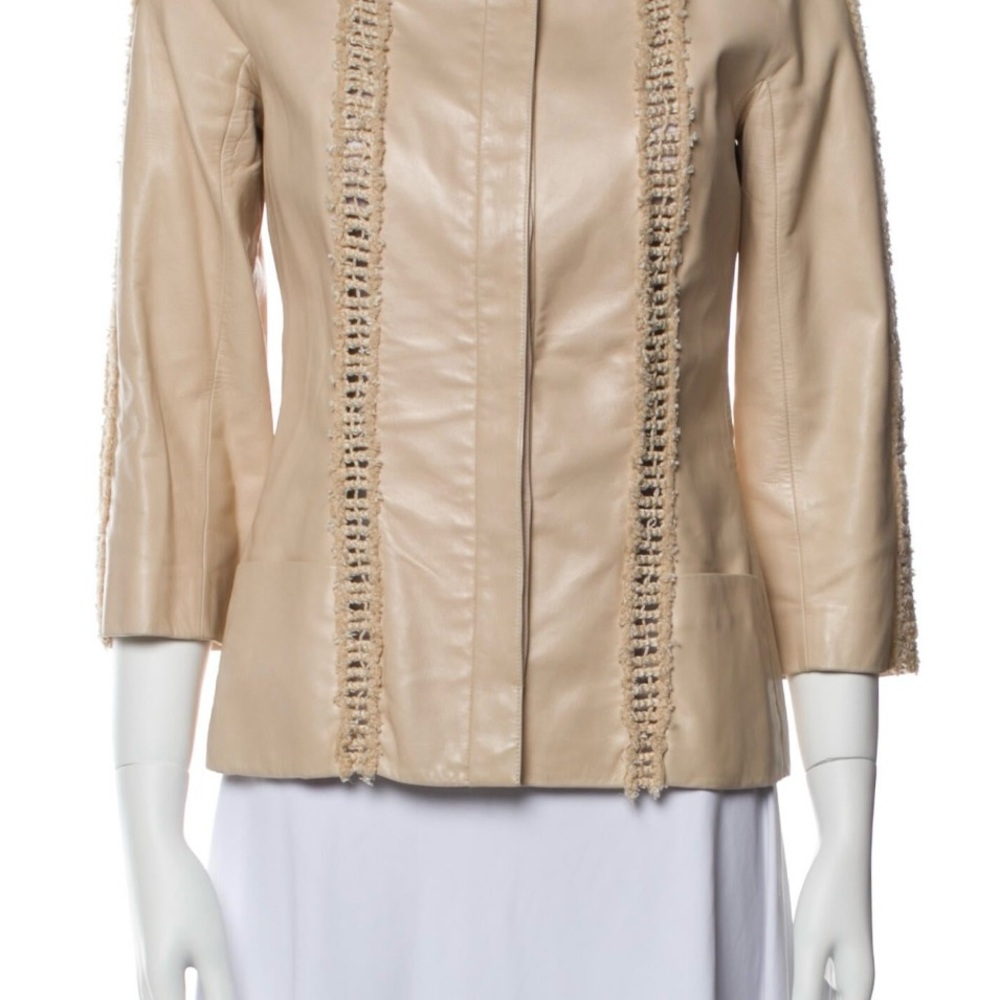 New CHANEL Beige 2009 Lambskin Women's Blazer Jacket size 34